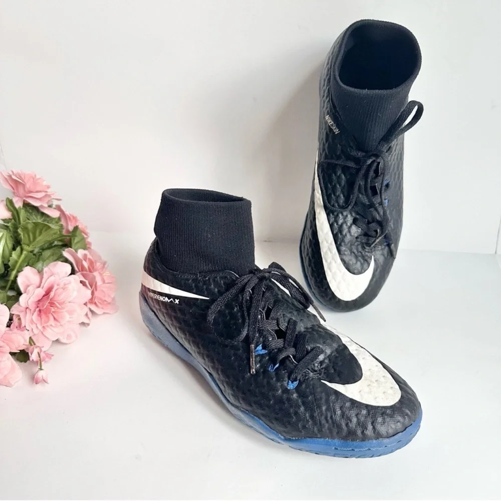Nike Kids Jr. Hypervenomx Phelon III Dynamic Fit Black White Blue Indoor Shoes